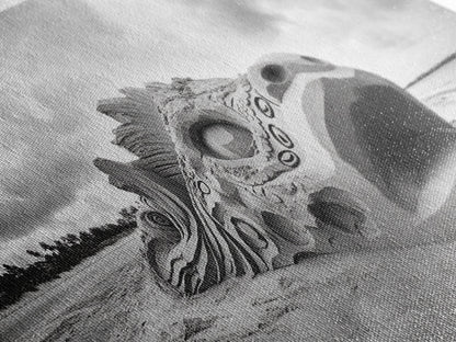 Dragon Head Sculpture, Beach Sand Art, Mythical Creature Decor, Fantasy Vibes, Framed Canvas Print, Game Room Wall Art, Office Wall Art