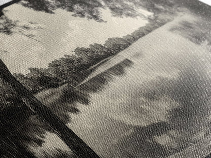 Tranquil Lake View, Peaceful Reflection Water, Nature Shoreline Print, Canvas Print, Entryway Wall Art, Rustic Neutral Decor, Rustic Bedroom Print