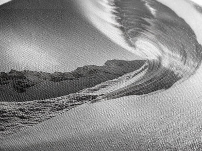 Arctic Wave Motion, Snowy Surf Curl, Mountain Sun Scene, Nature Energy Art, Canvas Print, Living Room Wall Art, Winter Adventure Decor