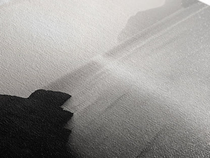 Minimalist Seascape, Tranquil Horizon, Ocean Sun Glow, Zen Wall Art, Canvas Print, Meditation Room Decor, Neutral Tones Minimal Art