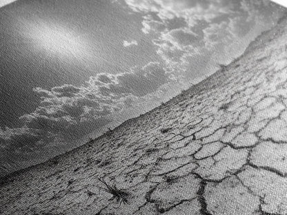 Cracked Earth Sun, Desert Landscape, Dramatic Sky, Canvas Print, Southwestern Decor, Fall Wall Art, Earth Tones Rustic Home Accent