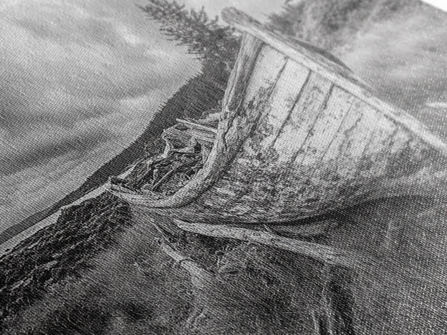 Abandoned Boat, Weathered Vessel, Coastal Forest, Framed Canvas Print, Farmhouse Wall Art, Rustic Cabin Decor, Autumn Vibe, Living Room Art