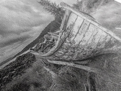 Abandoned Boat, Weathered Vessel, Coastal Forest, Framed Canvas Print, Farmhouse Wall Art, Rustic Cabin Decor, Autumn Vibe, Living Room Art