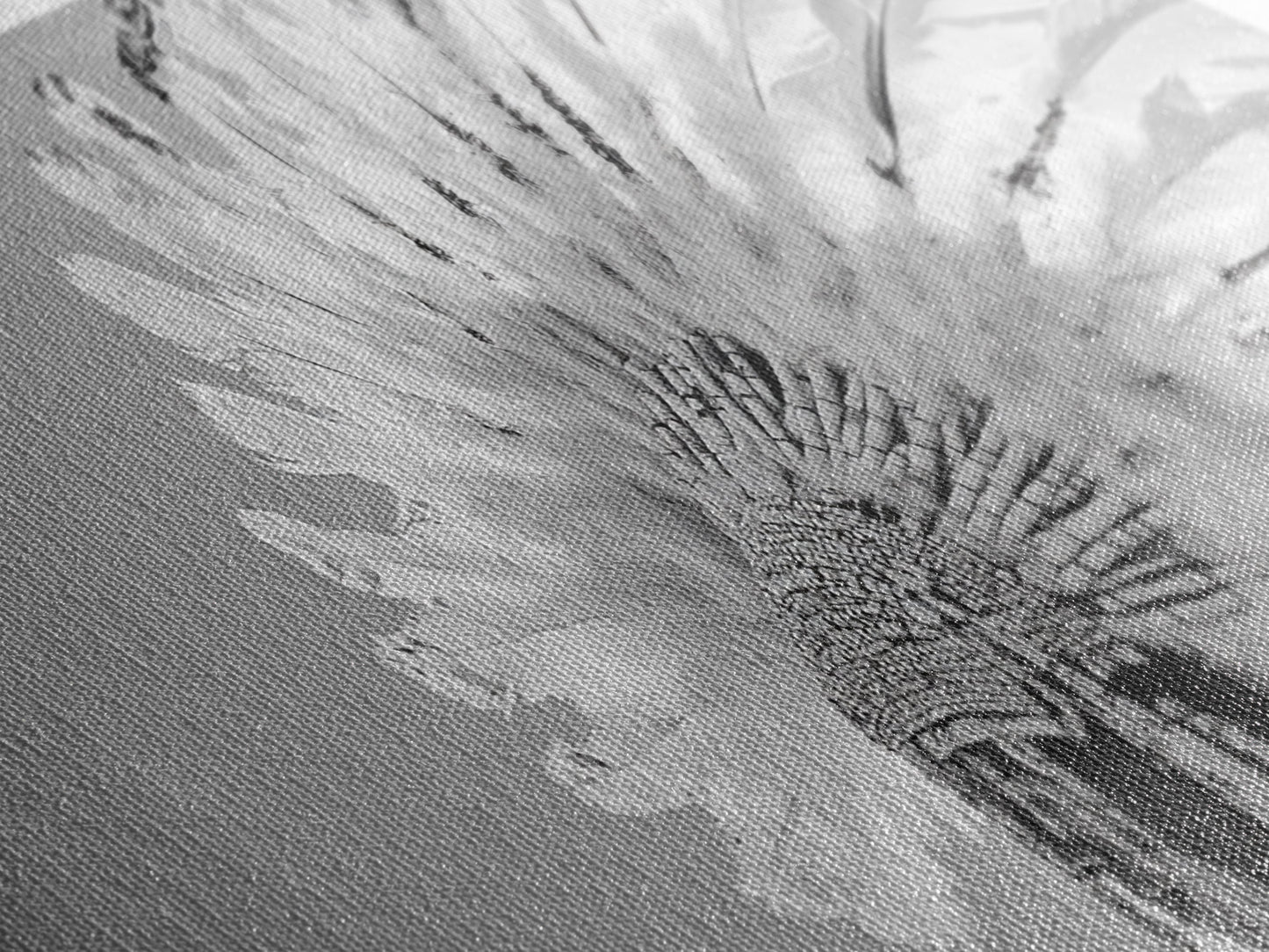 Kopfschmuck der Ureinwohner, Federkrone, Kulturelle Hommage, Leinwanddruck, Boho-Ethno-Dekor, Wandbild fürs Schlafzimmer, Monochromer indigener Stil