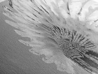 Kopfschmuck der Ureinwohner, Federkrone, Kulturelle Hommage, Leinwanddruck, Boho-Ethno-Dekor, Wandbild fürs Schlafzimmer, Monochromer indigener Stil