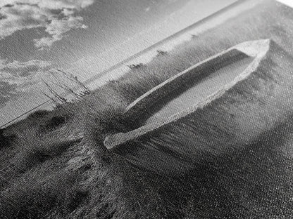 Concrete Trough, Coastal Horizon, Grassy Shoreline, Canvas Print, Rustic Farmhouse Bathroom Art, Minimalist Nature, Fall Beach Wall Decor