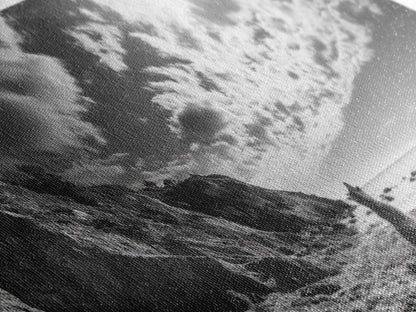 Howling Dog, Seaside Cliffs, Cloudy Sky, Wild Beach, Canvas Print, Nature Animal Art, Rustic Fall Wall Decor, Entryway Accent, Bedroom Wall Art