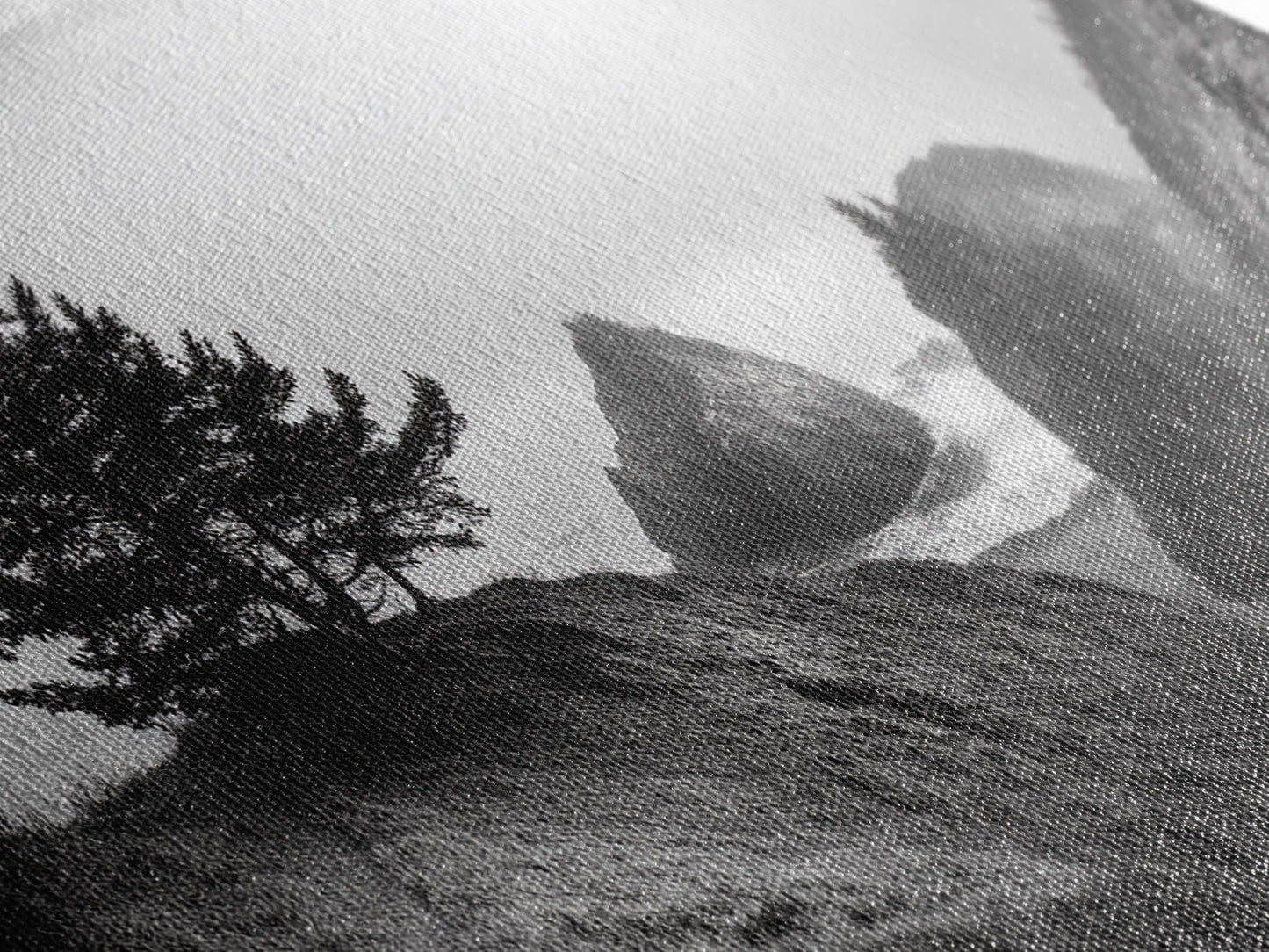 Coastal Cliff Scene, Evergreen Ocean Landscape, Pacific Northwest View, Framed Canvas Print, Nature Inspired Wall Art, Minimalist Decor