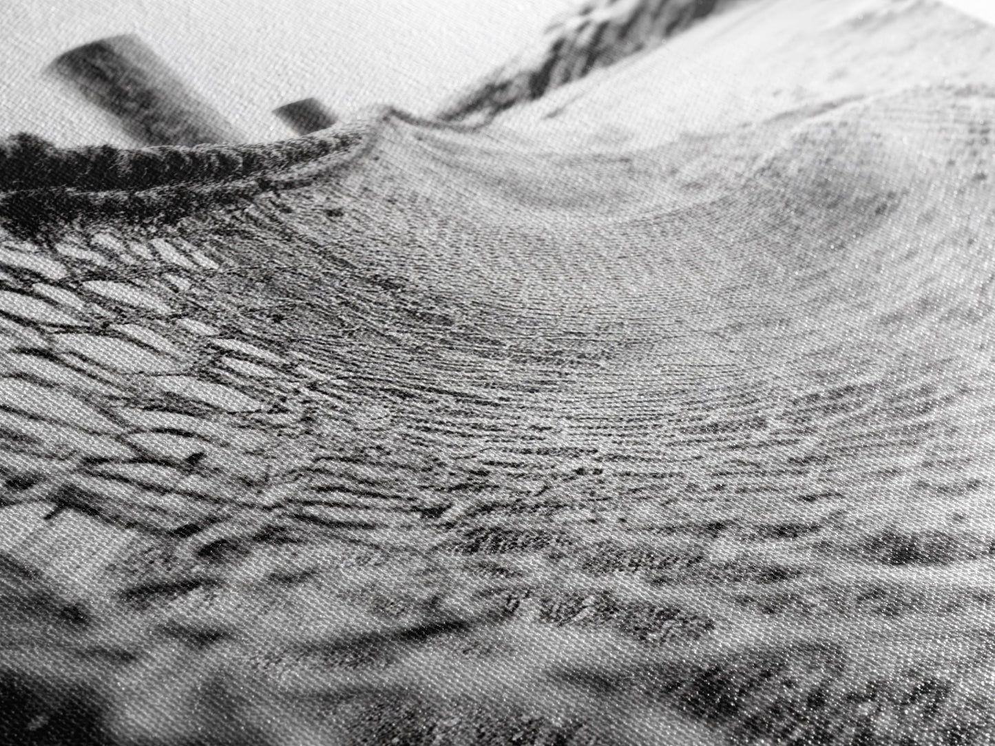 Coastal Net, Beach Texture, Nautical Vibe, Ocean Fence, Framed Canvas Print, Bathroom Wall Art, Coastal Cottage Style, Monochrome Beach Art