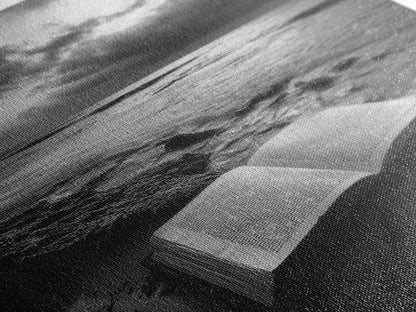Book Beach Twilight, Reading By Ocean, Literary Seascape, Canvas Print, Study Wall Art, Moody Literary Art, Minimalist Coastal Decor