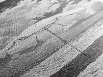 Beach Umbrella, Sunny Escape, Coastal Cloudscape, Framed Canvas Print, Summer Vibe Wall Art, Outdoor Living Decor, Travel Mood