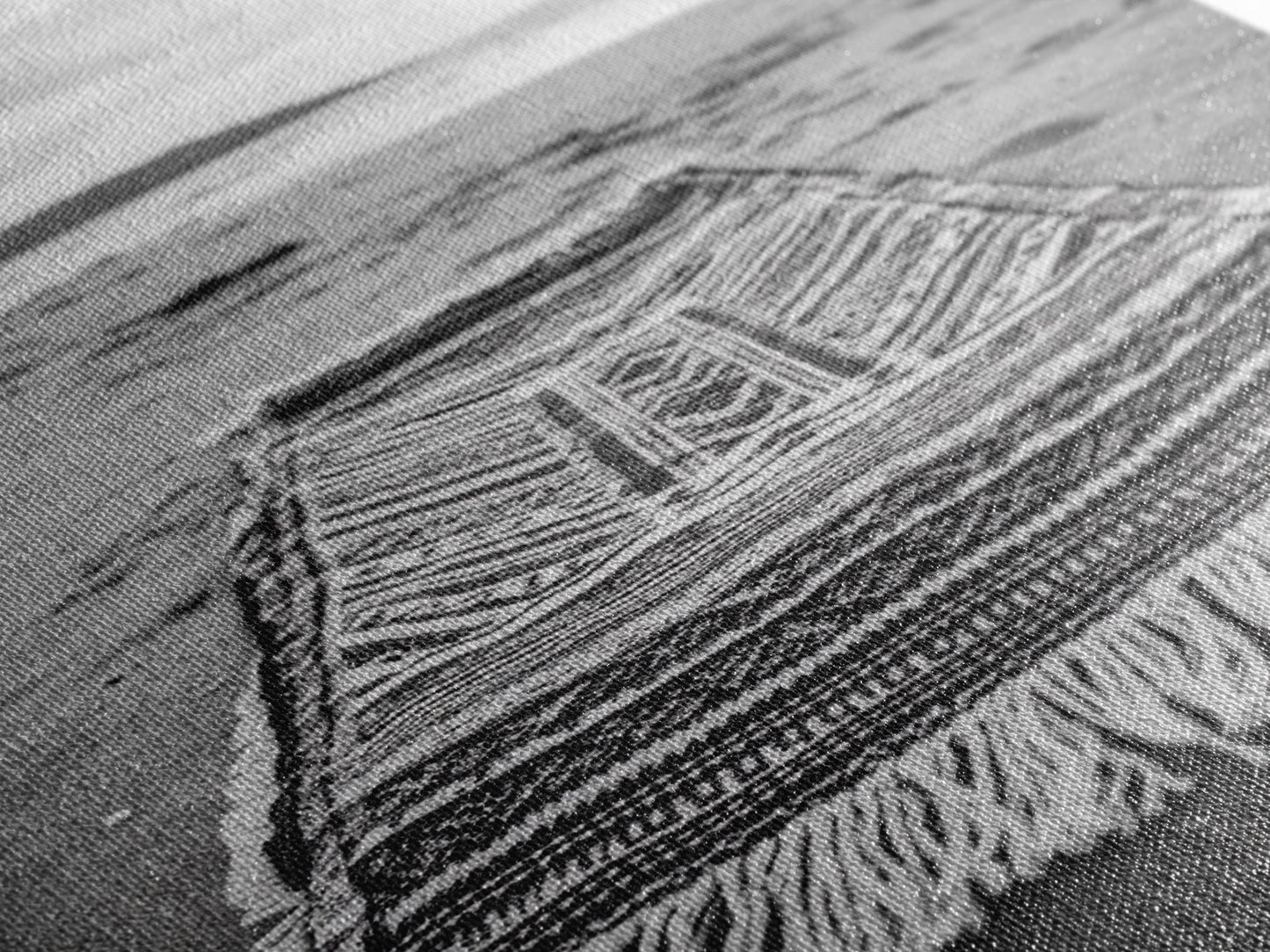 Woven Rug Beach, Bohemian Escape, Textile Texture, Black and White Canvas Print, Boho Bedroom or Yoga Studio Wall Decor