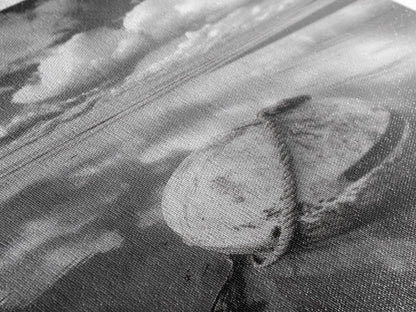 Washed buoy shore, coastal solitude, beach reflections, nautical simplicity, Framed Canvas Print, guest room art, seaside rustic wall decor