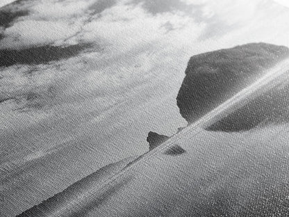 Iconic sea stack, Oregon coast art, tranquil reflections, dramatic clouds, Canvas Print, bedroom wall art, modern coastal minimalist decor
