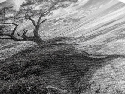 Coastal Tree Scene, Wind Swept Dune, Ocean Beach Horizon, Autumn Coastal Wall Art, Framed Canvas Print, Nature Lover Home Decor