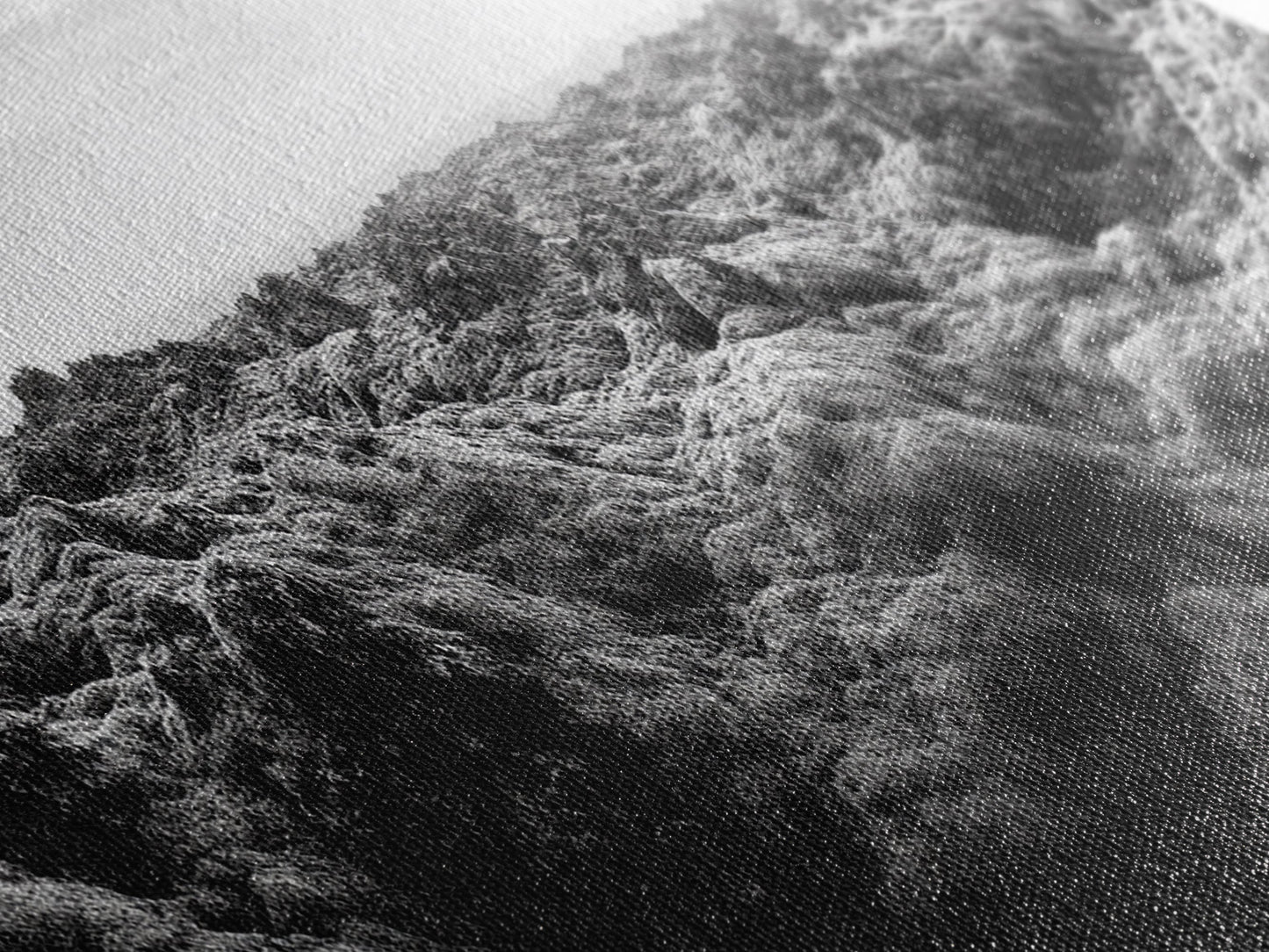 Vulkanmoos, raues Gelände, isländische Landschaft, wilde Naturszene, Leinwanddruck, Erdtöne, Wandbild für den Eingangsbereich, minimalistische Abenteuerkunst