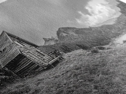 Cabin On Hill, Mountain Lake, Rustic Retreat, Canvas Print, Fall Wall Art, Cozy Home Decor, Adventure Landscape, Nature-Inspired Design