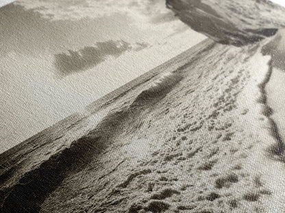 Cliff Coastline, Ocean Sunset, Beach Waves, Framed Canvas Print, seascape wall art, coastal bedroom decor, relaxing nature vibe, neutral art