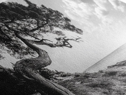 Coastal Tree, Wind Bent, Seaside Beauty, Nautical Serenity, Canvas Print, Nature Wall Art, Minimalist Decor, Coastal Living Room Art