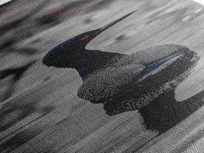 Blue Loon, Water Reflection, Elegant Bird, Lake Life Framed Canvas Print, cabin decor, nature wall art, minimalist bird art, office wall art