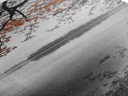 Autumn Leaves, Peaceful Lake, Misty Morning, Nature Silence, Canvas Print, Fall Wall Art, Neutral Bedroom Decor, Minimalist Photography