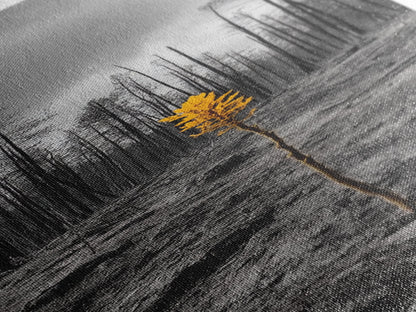 Lone Sprout, Forest Renewal, Emotional Nature Scene, Moody Landscape Art, Framed Canvas Print, Autumn Wall Decor, Rustic Nature Style