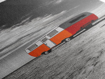 Coastal Camper Van, Beach Road Trip Art, Travel Lover Gift, Framed Canvas Print, Minimalist Seaside Decor, Van Life Wall Art, Entryway Art