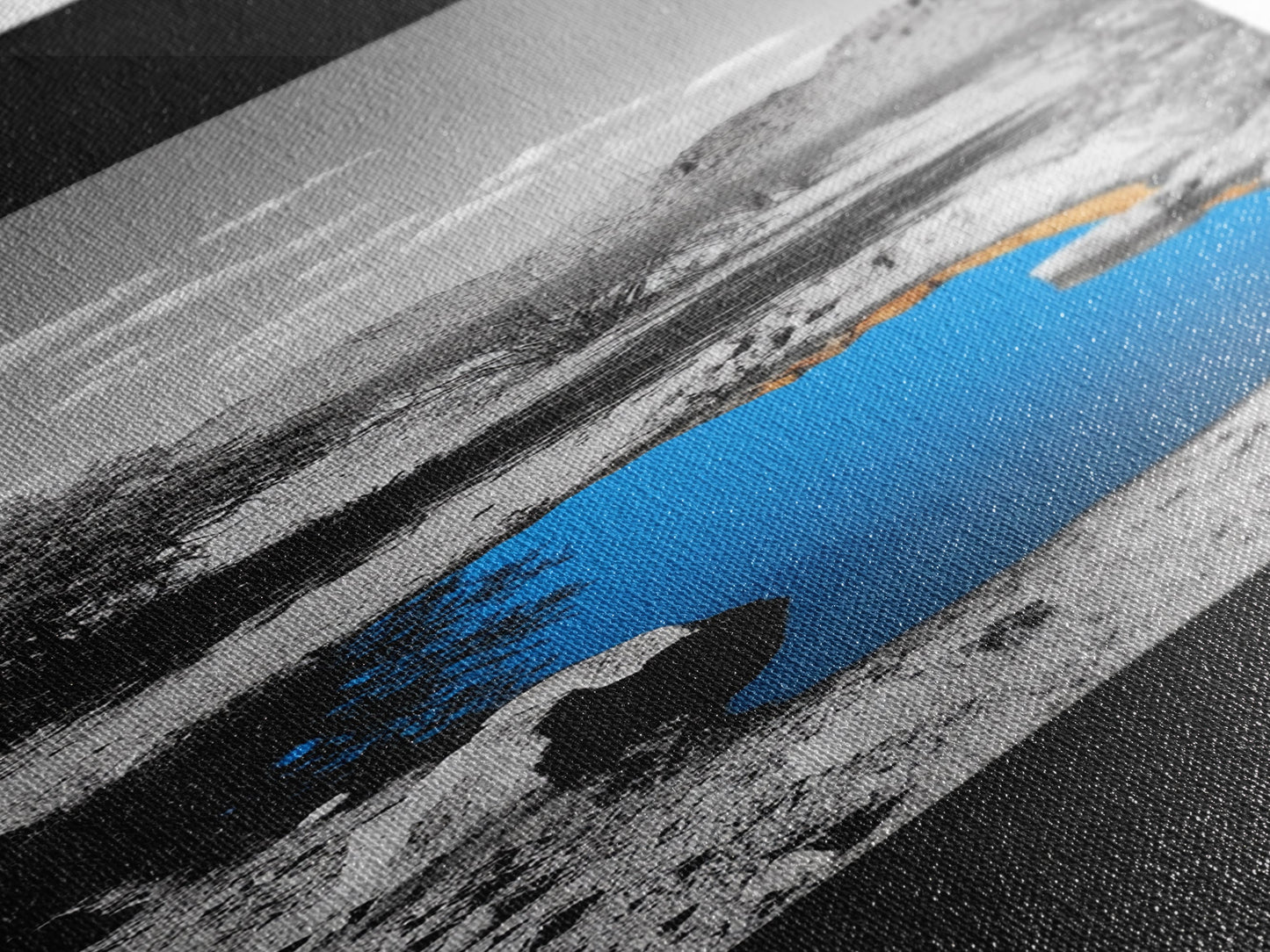 Blue Oasis, Desert Pool, Tranquil Reflection, Minimalist Landscape, Framed Canvas Print, Serene Entryway Wall Art, Calm Southwestern Decor