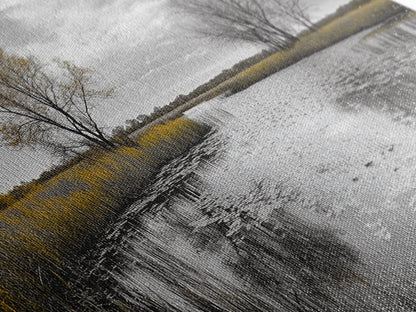 Lily Pond Trees, Serene Reflection, Autumn Landscape, Calm Water Scene, Framed Canvas Print, Nature Wall Art, Fall Living Room Decor