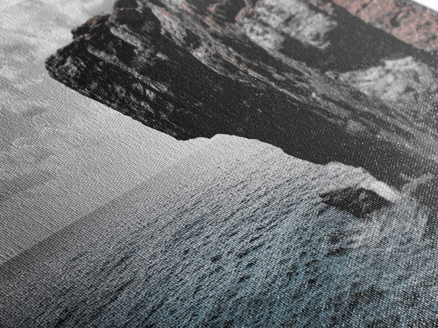 Cliff Edge, Ocean Drop, Moody Seascape, Dramatic Rock Face, Canvas Print modern landscape art, monochrome minimalist decor, bedroom wall art