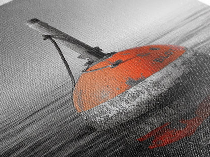 Meeresboje, rote Markierung, maritimer Minimalismus, Leinwanddruck, Küsten-Badezimmerkunst, nautische Wanddekoration, maritime Industrieästhetik