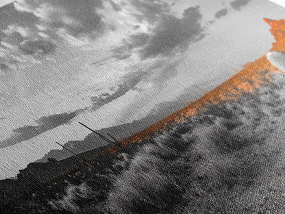 Arizona Desert Cactus, Orange Sunset Landscape, Saguaro Art, Framed Canvas Print, Western Wall Decor, Rustic Living Room Accent