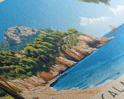 Cala Salada, Spain Panoramic Beach Print, Vacation Gift, Spain Wall Art, Beach Painting, Beach Decor, Beach Painting