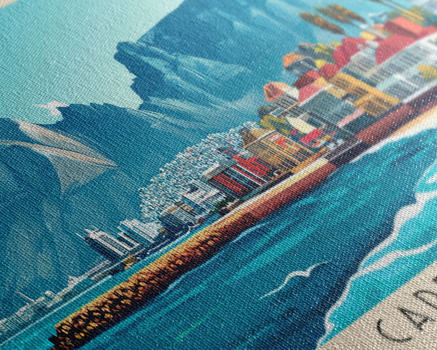 Cape Town, South Africa Panoramic Print, Vacation Gift, South Africa Wall Art, Beach Painting, Beach Decor, Large Wall Art, Wood Frame Art