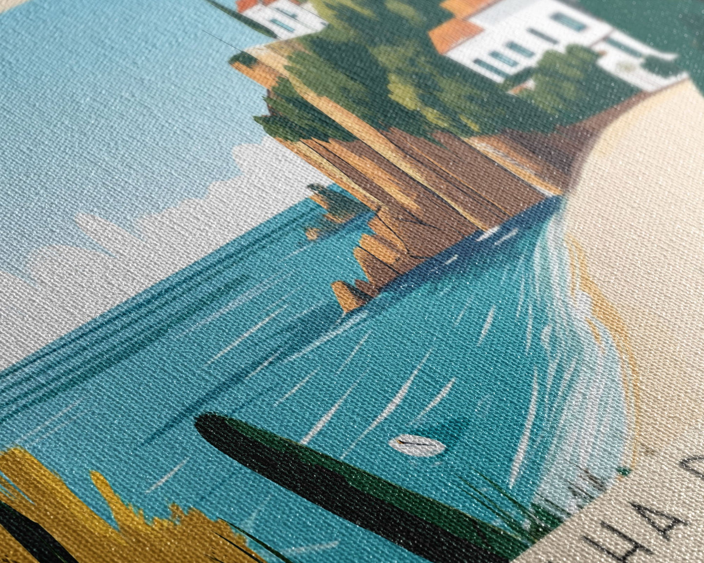 Ilha da Fuseta, Portugal Panoramic Print, Vacation Gift, Portugal Wall Art, Beach Painting, Beach Decor, Large Wall Art, Wood Frame Art