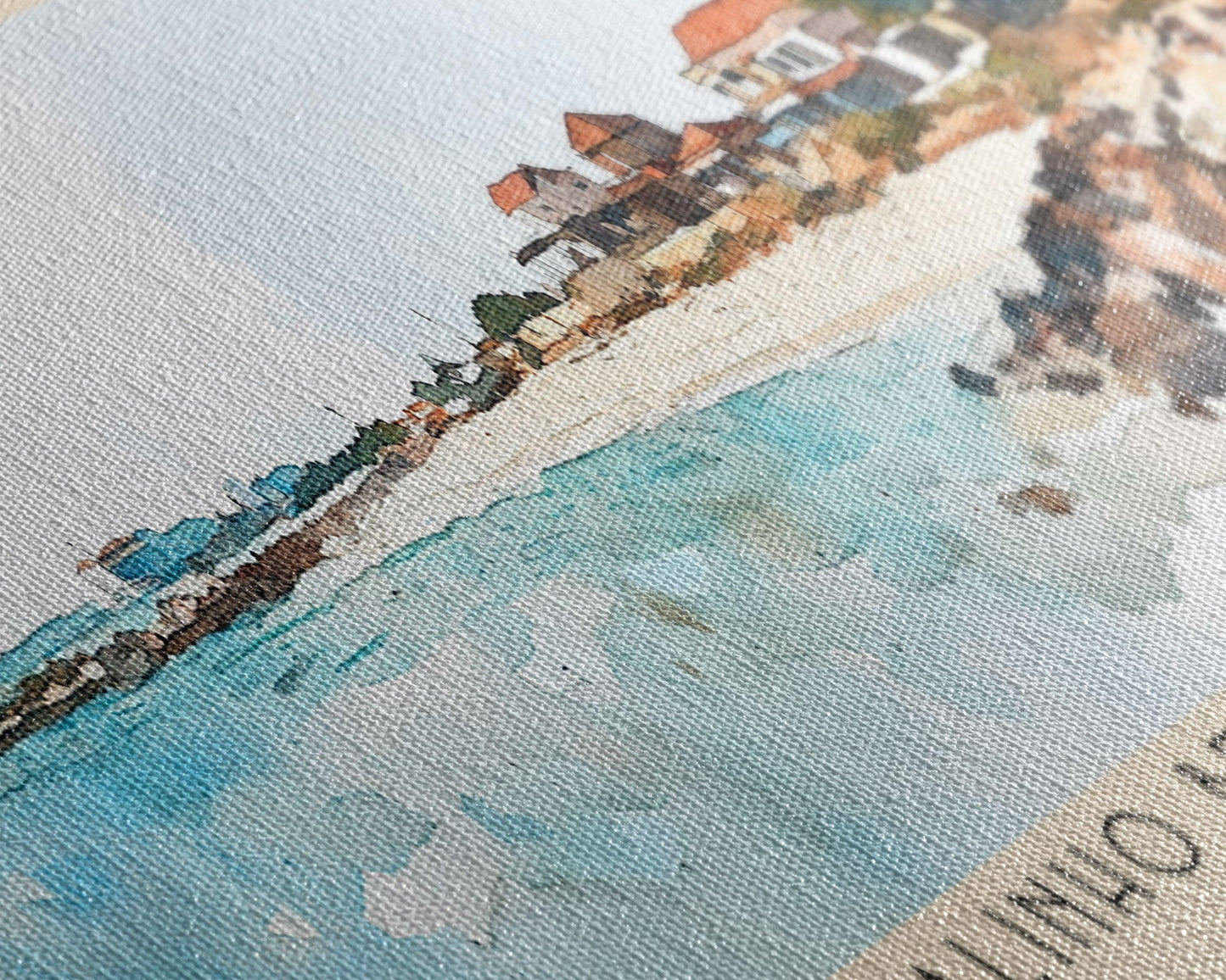 Curralinho Beach, Cape Verde, Senegal Watercolor Print, Vacation Gift, Senegal Wall Art, Beach Painting, Beach Decor, Large Wall Art, Wood Frame Art