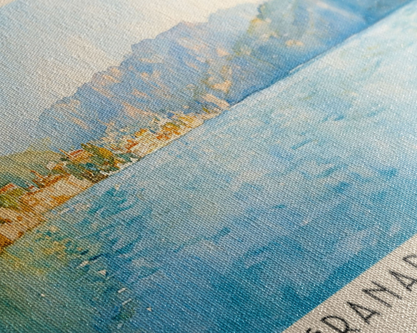 Granada Island, Granada Watercolor Print, Vacation Gift, Granada Wall Art, Beach Painting, Beach Decor, Large Wall Art, Wood Frame Art