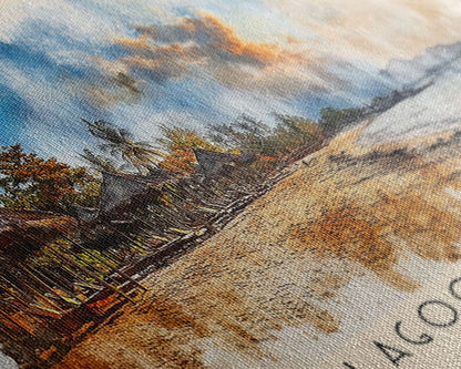 Lagoon Beach, Cambodia Watercolor Print, Vacation Gift, Cambodia Wall Art, Beach Painting, Beach Decor, Large Wall Art, Wood Frame Art