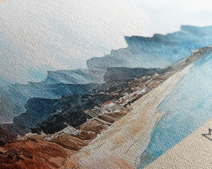 Milo, Greece Watercolor Beach Print, Vacation Gift, Greece Wall Art, Framed Canvas Print, Framed Beach Painting