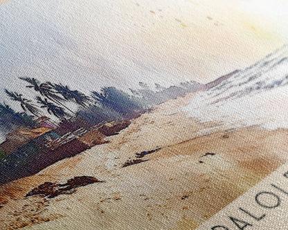 Palolem Beach, India Watercolor Beach Print, Vacation Gift, India Wall Art, Framed Canvas Print, Framed Beach Painting