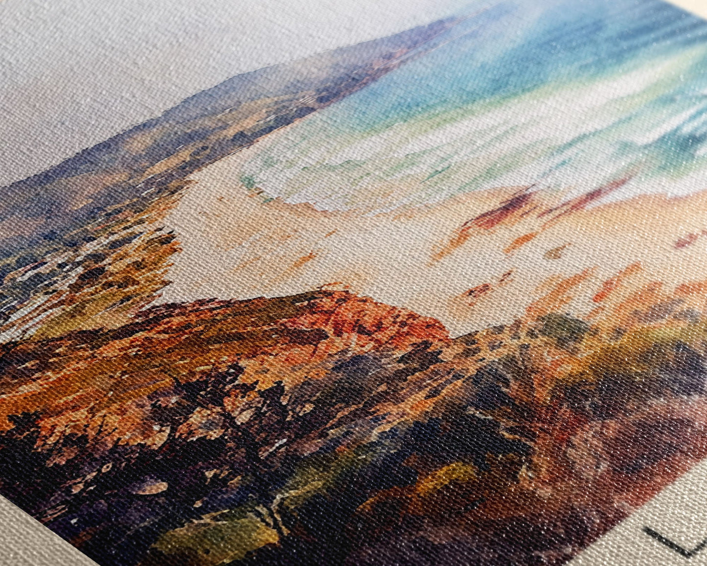 Bells Beach, Australia Watercolor Beach Print, Vacation Gift, Australia Wall Art, Framed Canvas Print, Framed Beach Painting