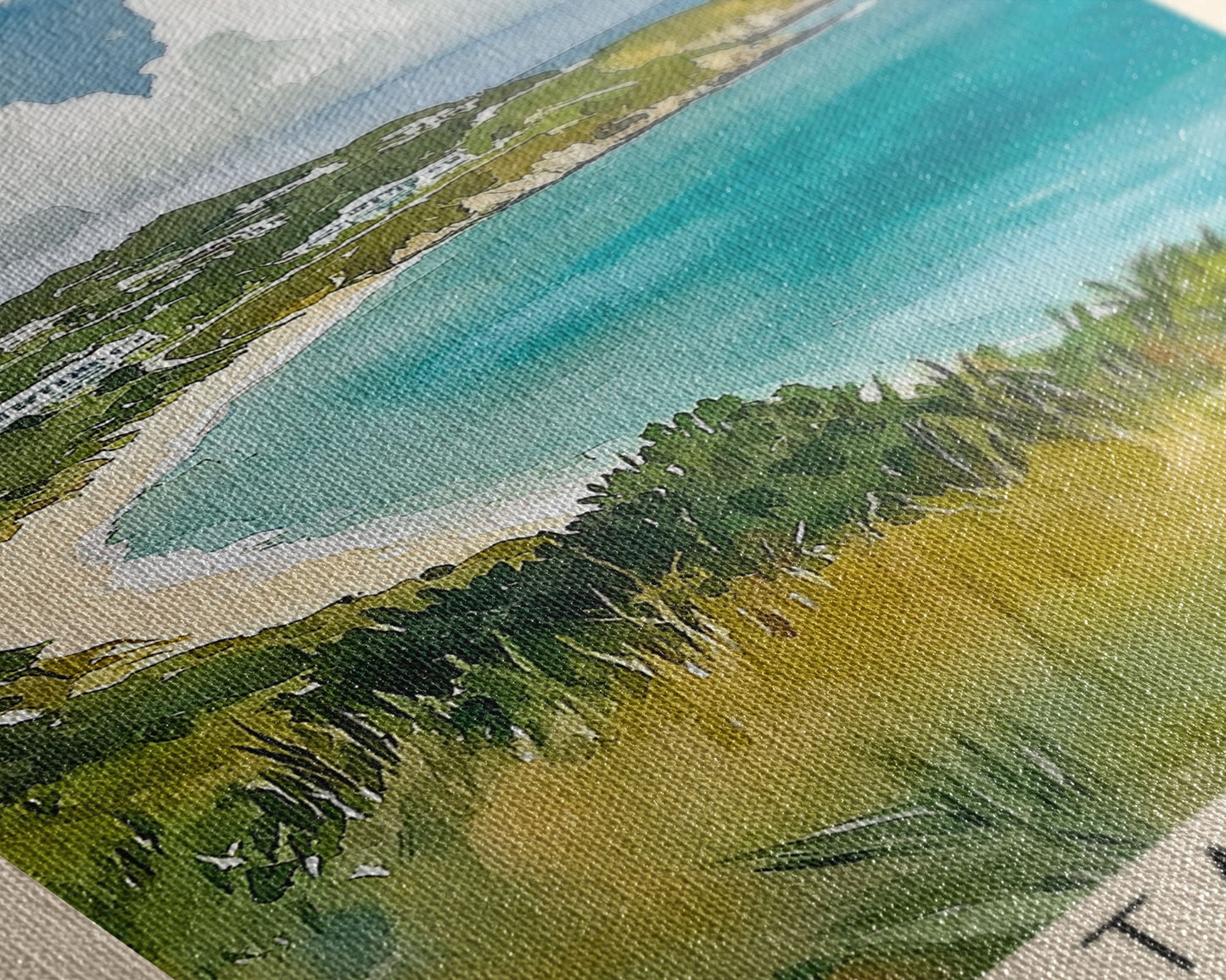 Captain's Bay, Anguila Watercolor Print, Vacation Gift, Anguila Wall Art, Beach Painting, Beach Decor, Large Wall Art, Wood Frame Art