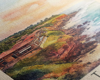 Talpe, Sri Lanka Watercolor Print, Vacation Gift, Sri Lanka Wall Art, Beach Painting, Beach Decor, Large Wall Art, Wood Frame Art