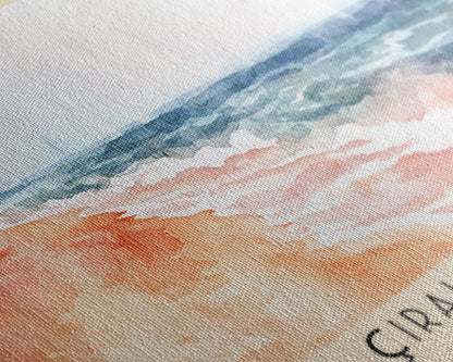 Çıralı Beach, Turkey Watercolor Print, Vacation Gift, Turkey Wall Art, Beach Painting, Beach Decor, Large Wall Art, Wood Frame Art