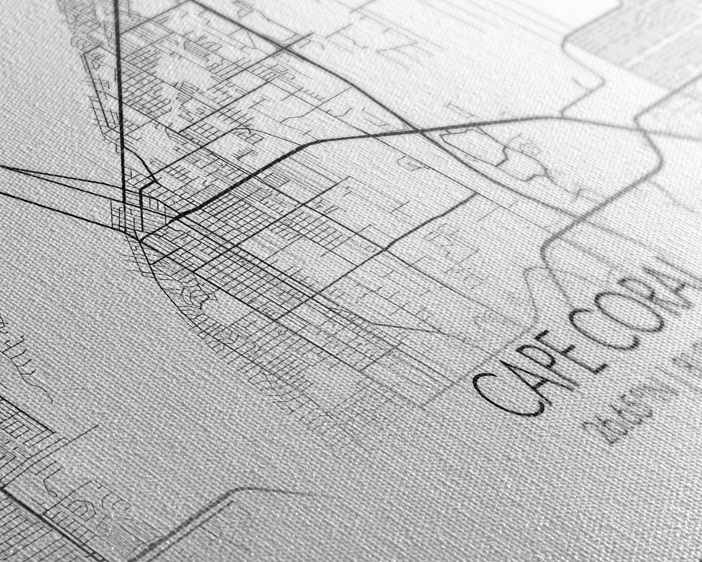 Cape Coral Street Map, Florida Map, Map Print, Modern Art, Wall Art, Canvas Art, Rustic Décor, Bedroom Décor Women, Gift For The Home