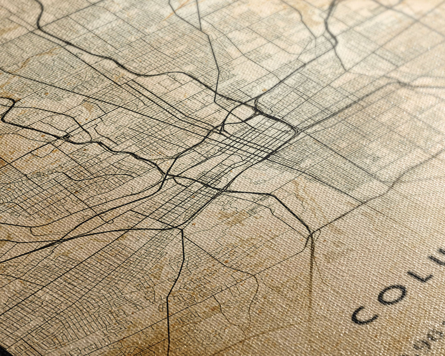 Columbus vintage map print poster or framed canvas, Ohio map print poster canvas, Columbus city map print poster canvas