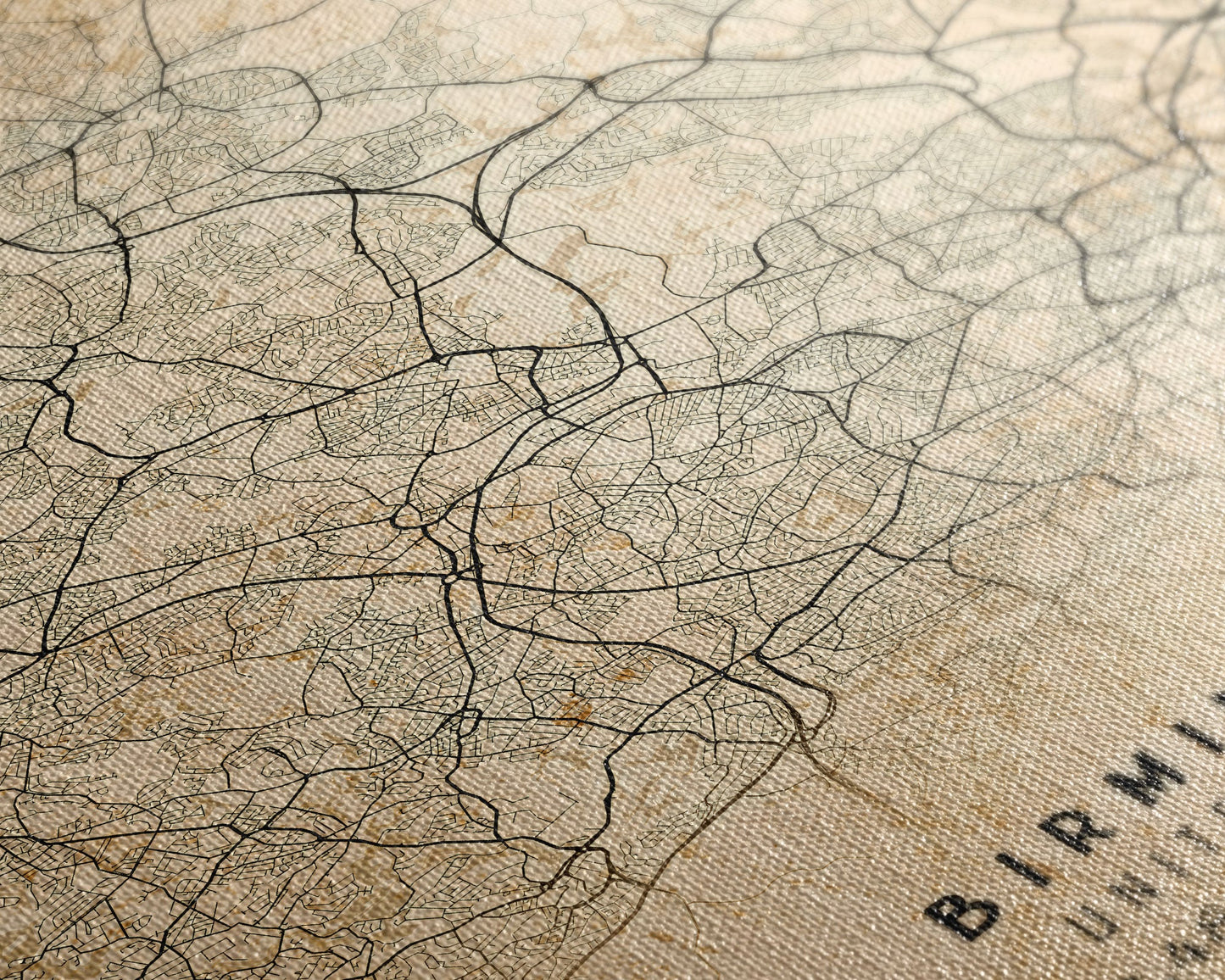 Birmingham UK map print poster or framed canvas, England map print poster canvas, UK city map print poster canvas, Vintage Travel Art