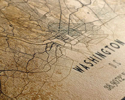 Vintage Washington map print poster or framed canvas | Washington dc city map print poster canvas | District of Columbia print poster canvas