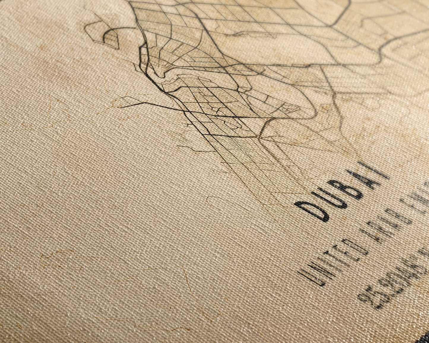Dubai UAE map print poster or framed canvas, Dubai map print poster canvas, Dubai city map print poster canvas, Vintage Travel Art