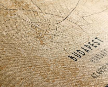 Budapest Hungary map print poster or framed canvas, Budapest map print poster canvas, Budapest map print poster canvas, Vintage Travel Art